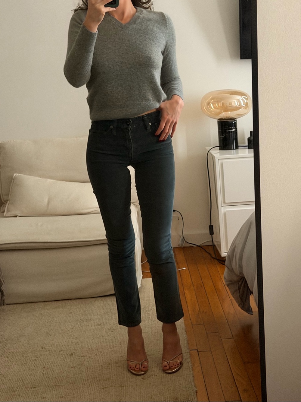 AG Mari high waisted slim straight corduroy pants
